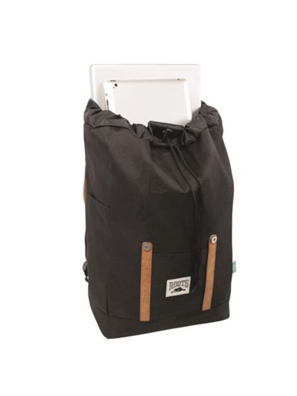 *ROOTS 17.3" Black Computer Backpack with Brown Accents - Picture 4 of 10